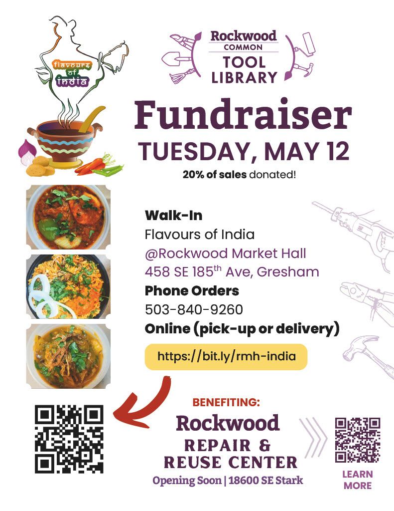 Rockwood Common Tool Library and Flavours of India May 12, 2026 Fundraiser